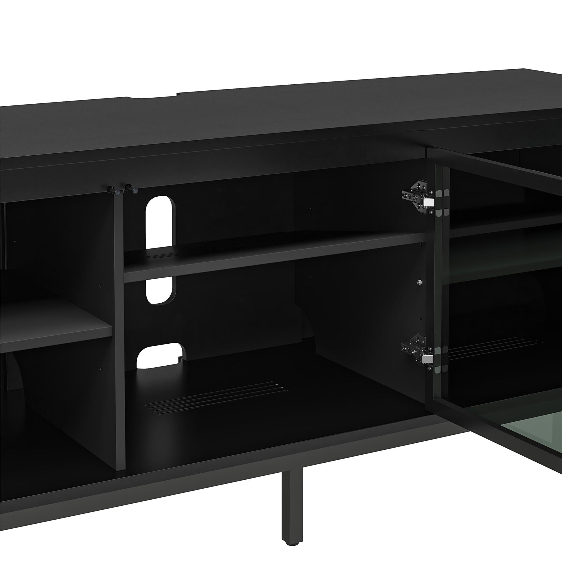 68" Media Console with Steel Post Base for TVs up to 77', Black - Black