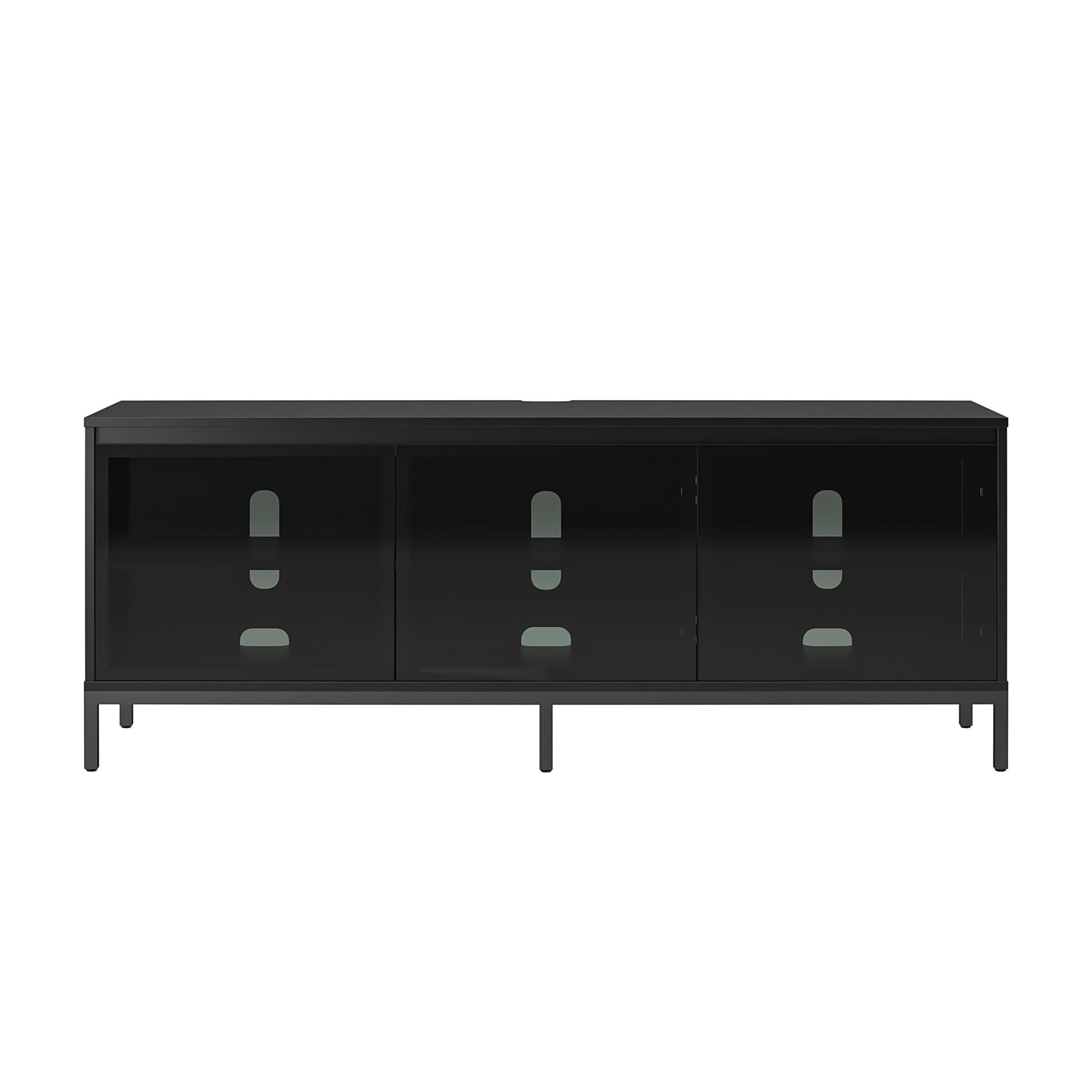 68" Media Console with Steel Post Base for TVs up to 77', Black - Black