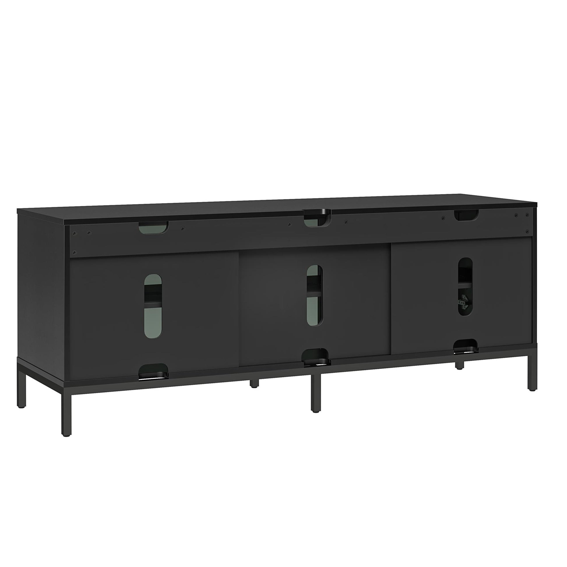 68" Media Console with Steel Post Base for TVs up to 77', Black - Black