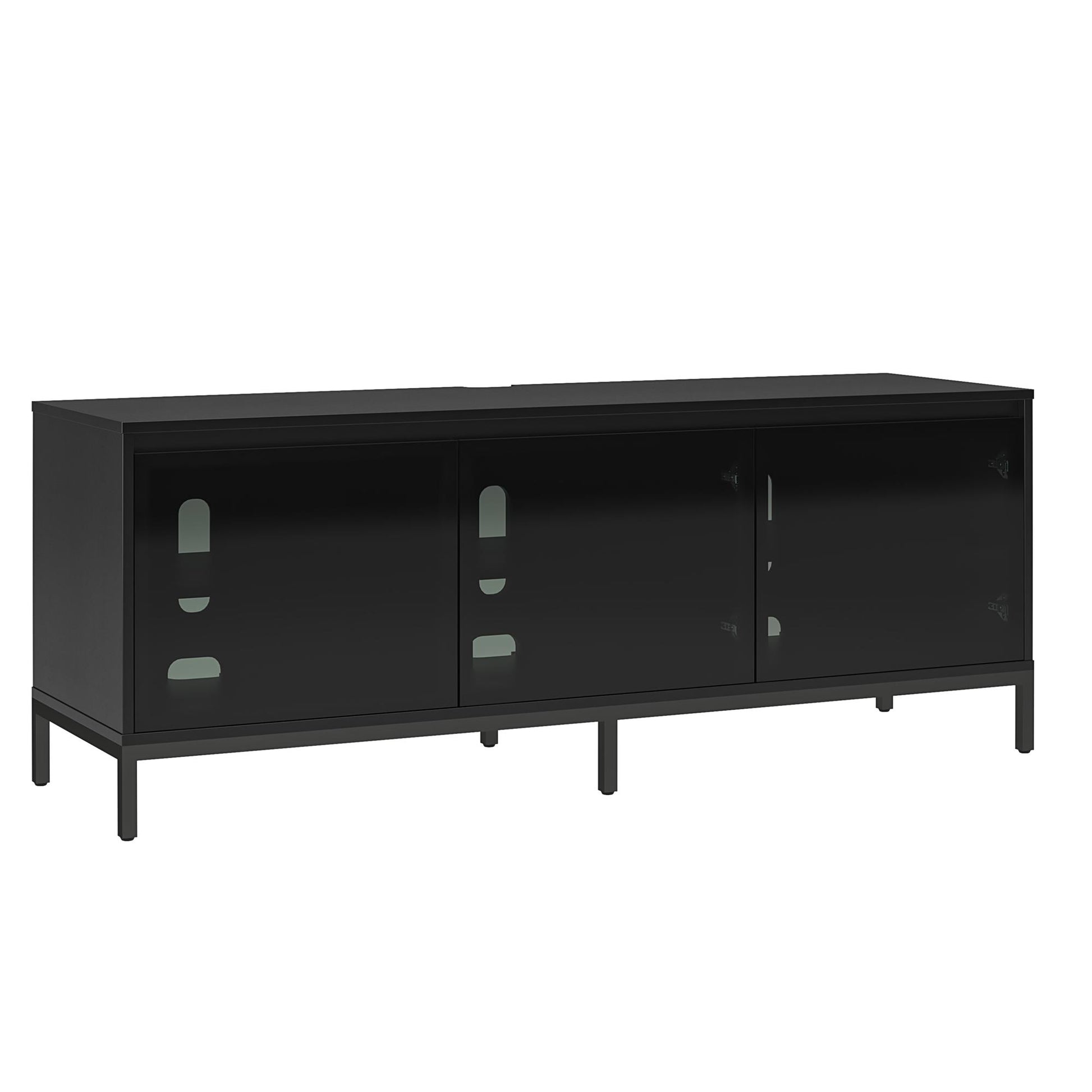 68" Media Console with Steel Post Base for TVs up to 77', Black - Black