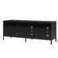 68" Media Console with Steel Post Base for TVs up to 77', Black - Black
