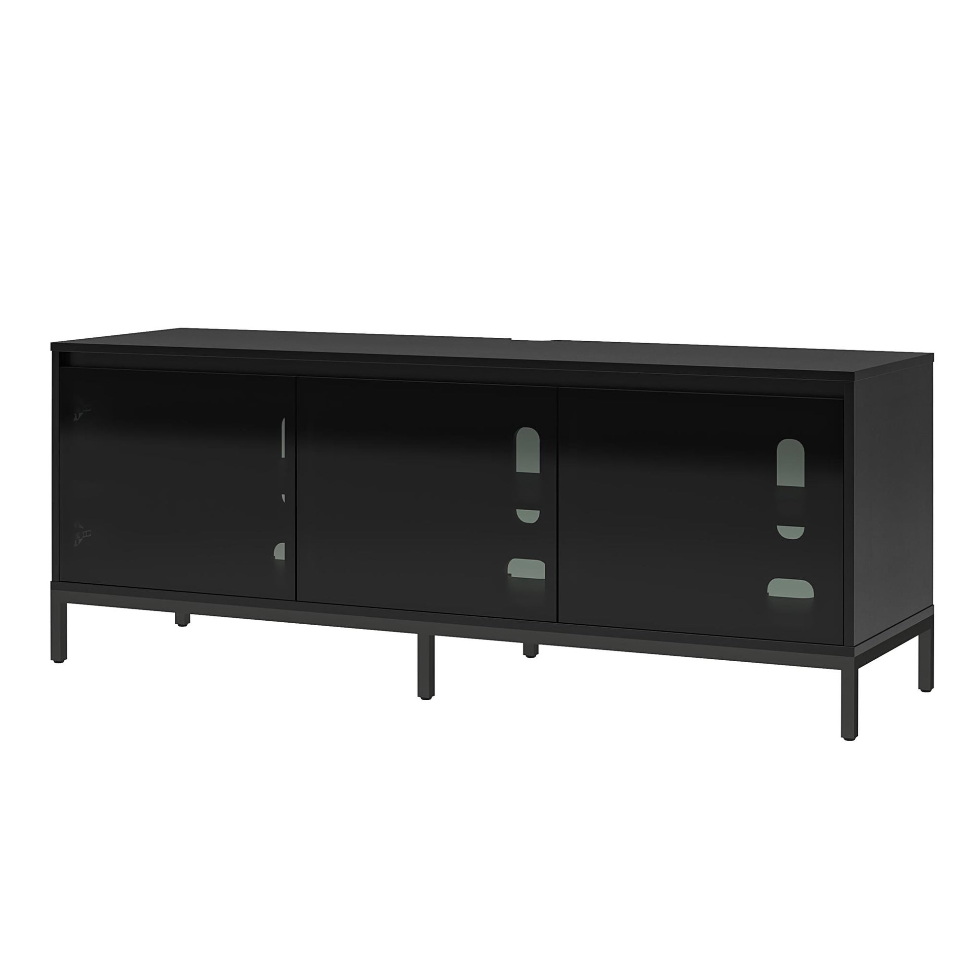 68" Media Console with Steel Post Base for TVs up to 77', Black - Black