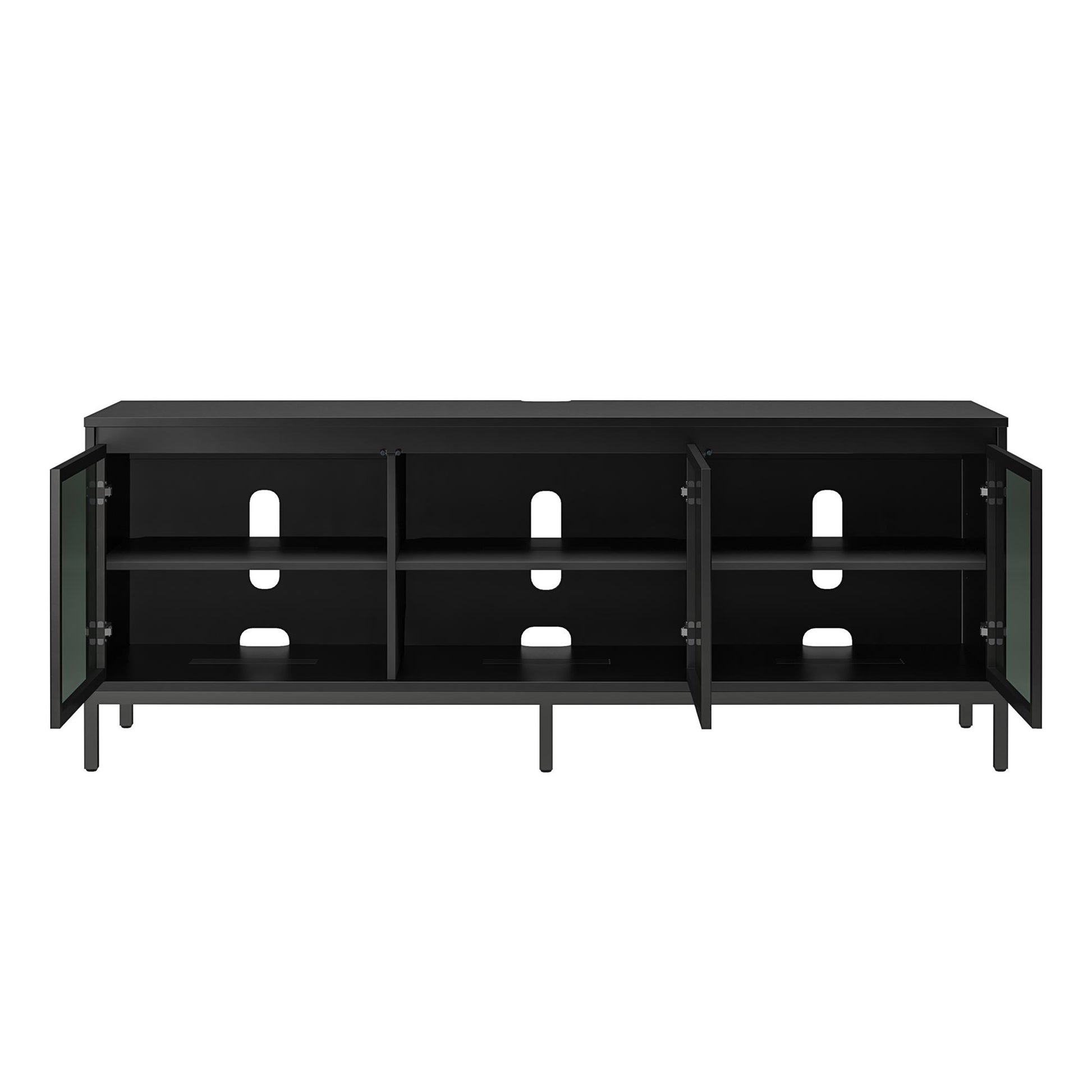 68" Media Console with Steel Post Base for TVs up to 77', Black - Black