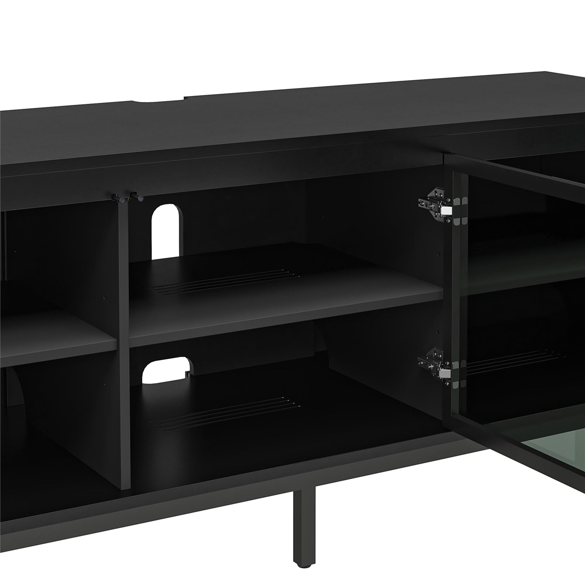 68" Media Console with Steel Post Base for TVs up to 77', Black - Black