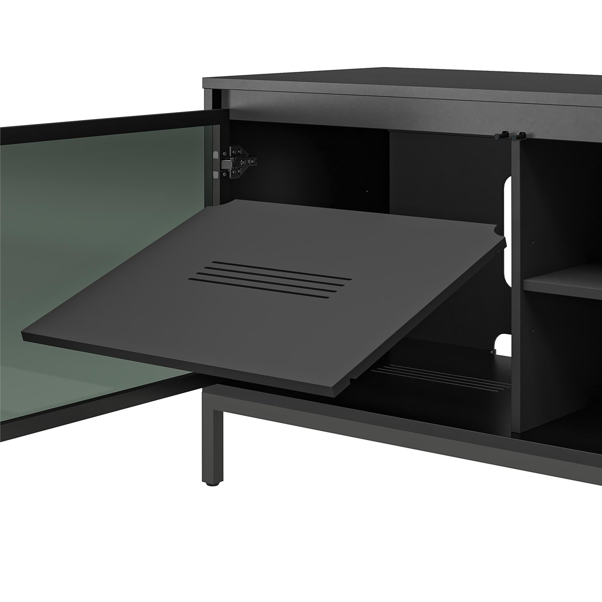 68" Media Console with Steel Post Base for TVs up to 77', Black - Black