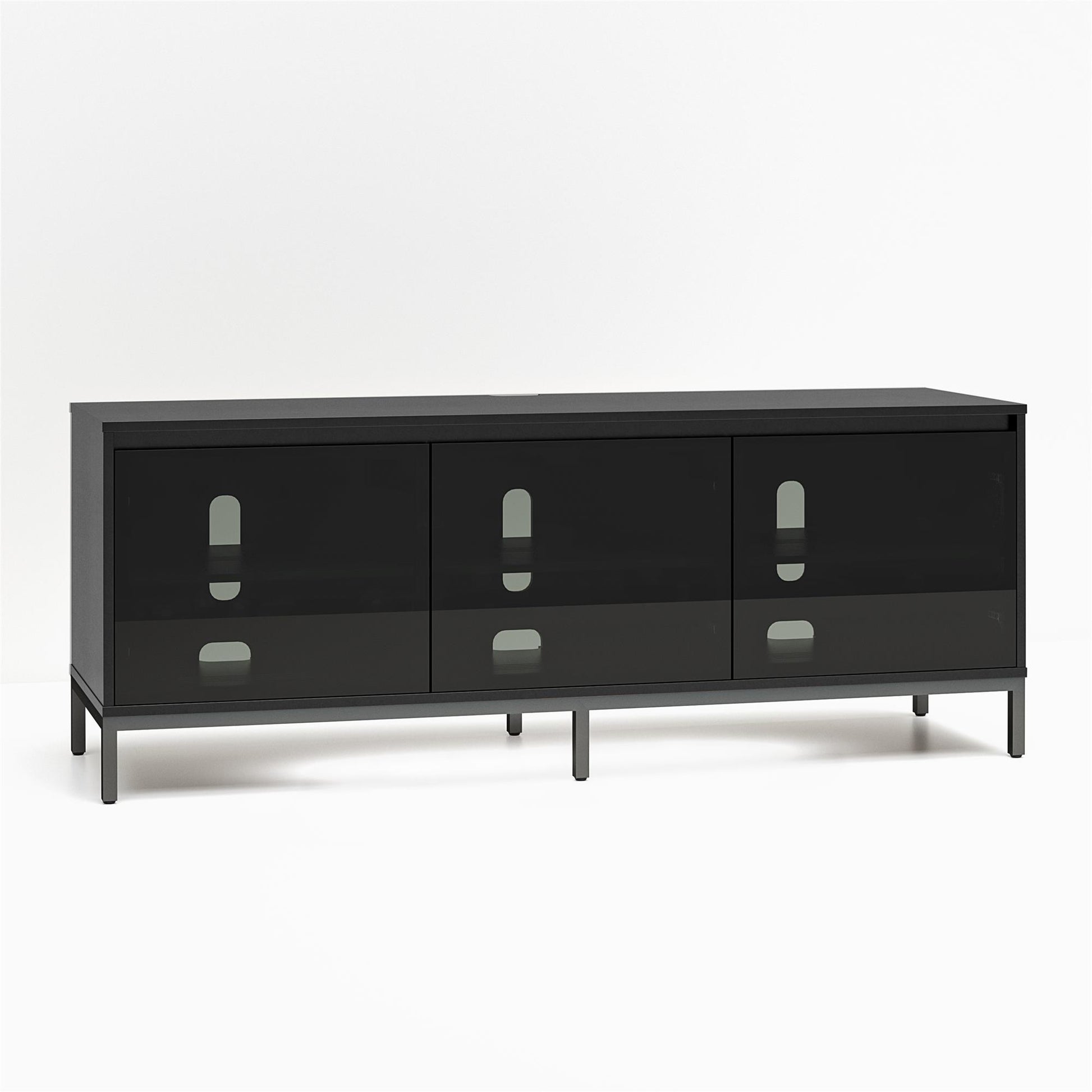 68" Media Console with Steel Post Base for TVs up to 77', Black - Black