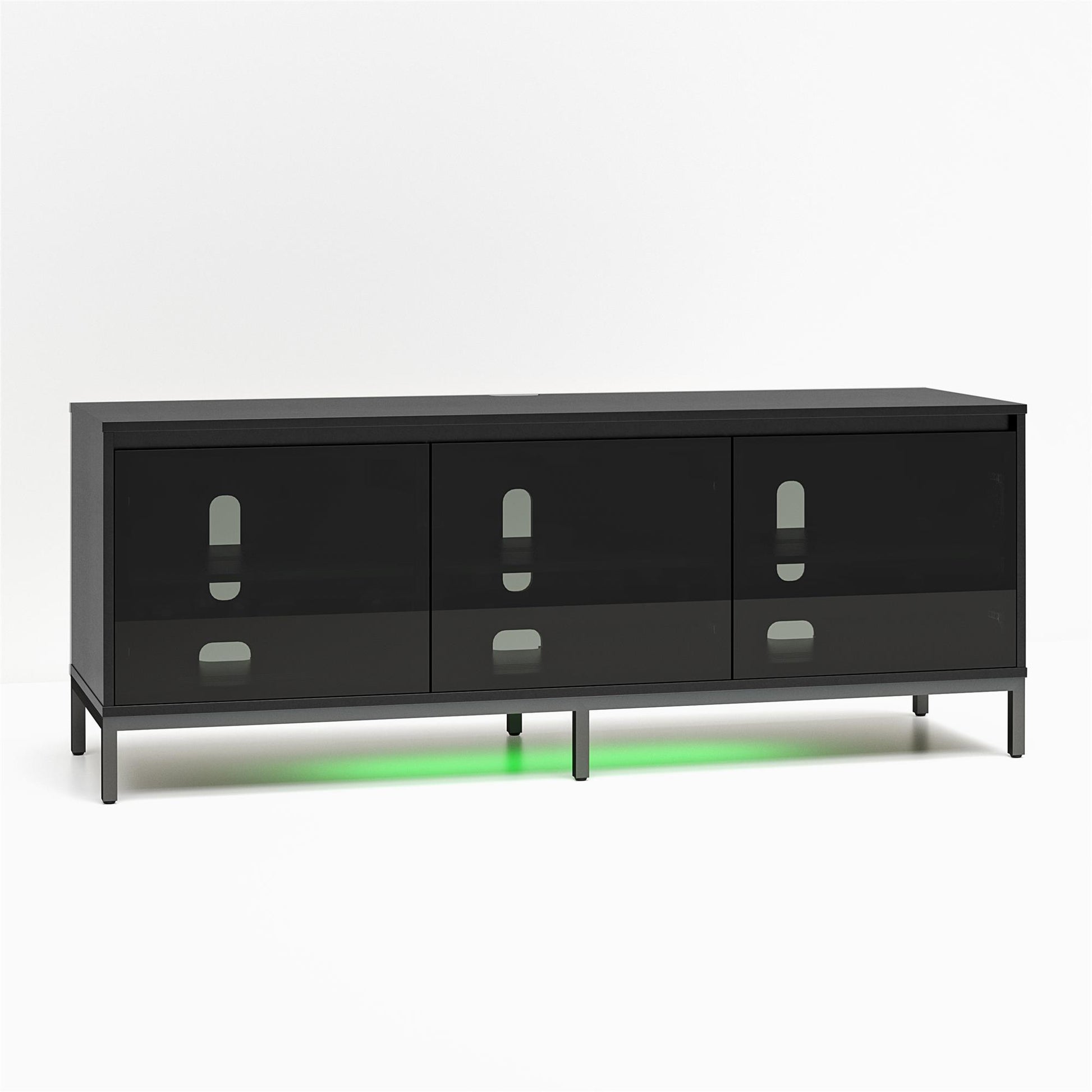 68" Media Console with Steel Post Base for TVs up to 77', Black - Black