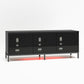 68" Media Console with Steel Post Base for TVs up to 77', Black - Black