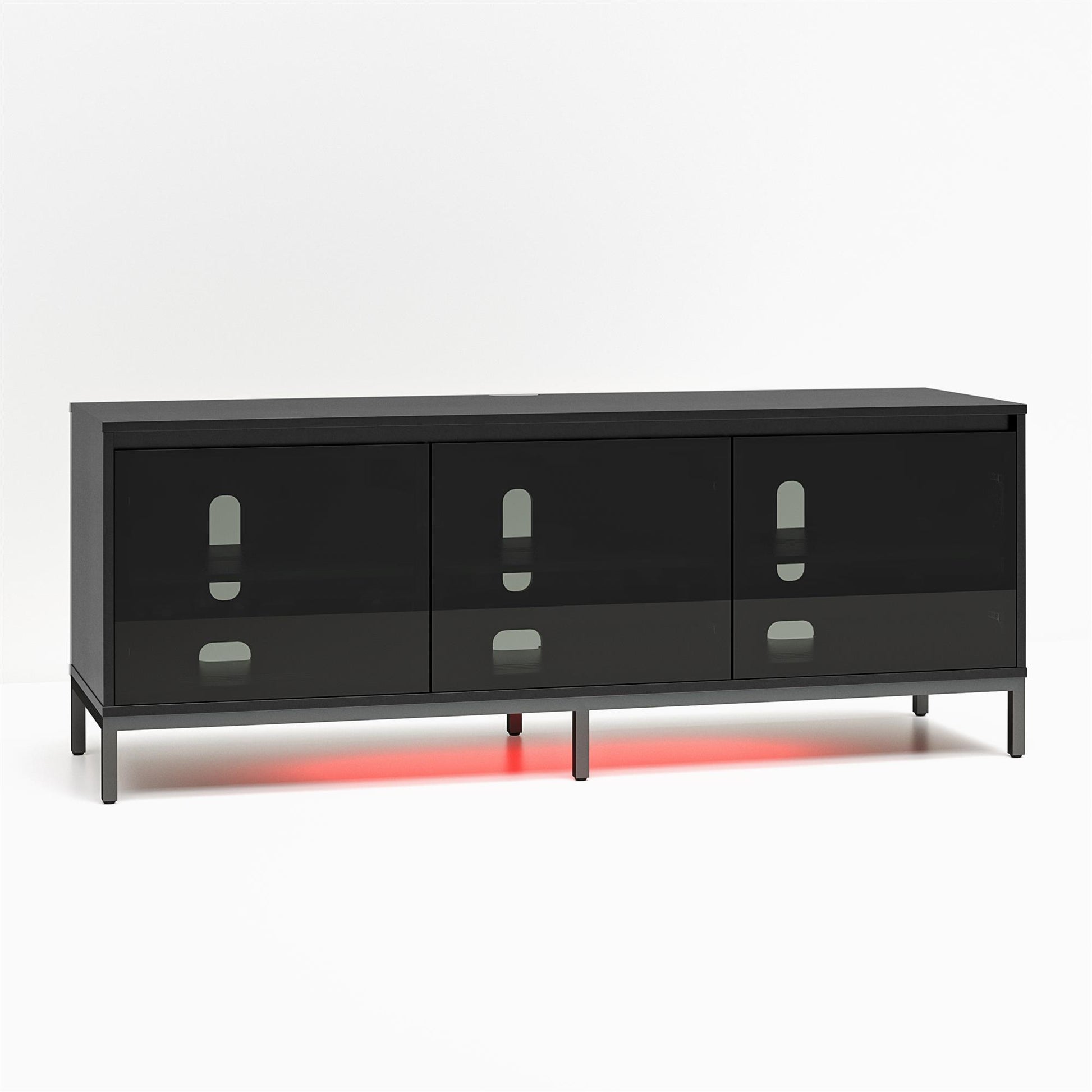 68" Media Console with Steel Post Base for TVs up to 77', Black - Black