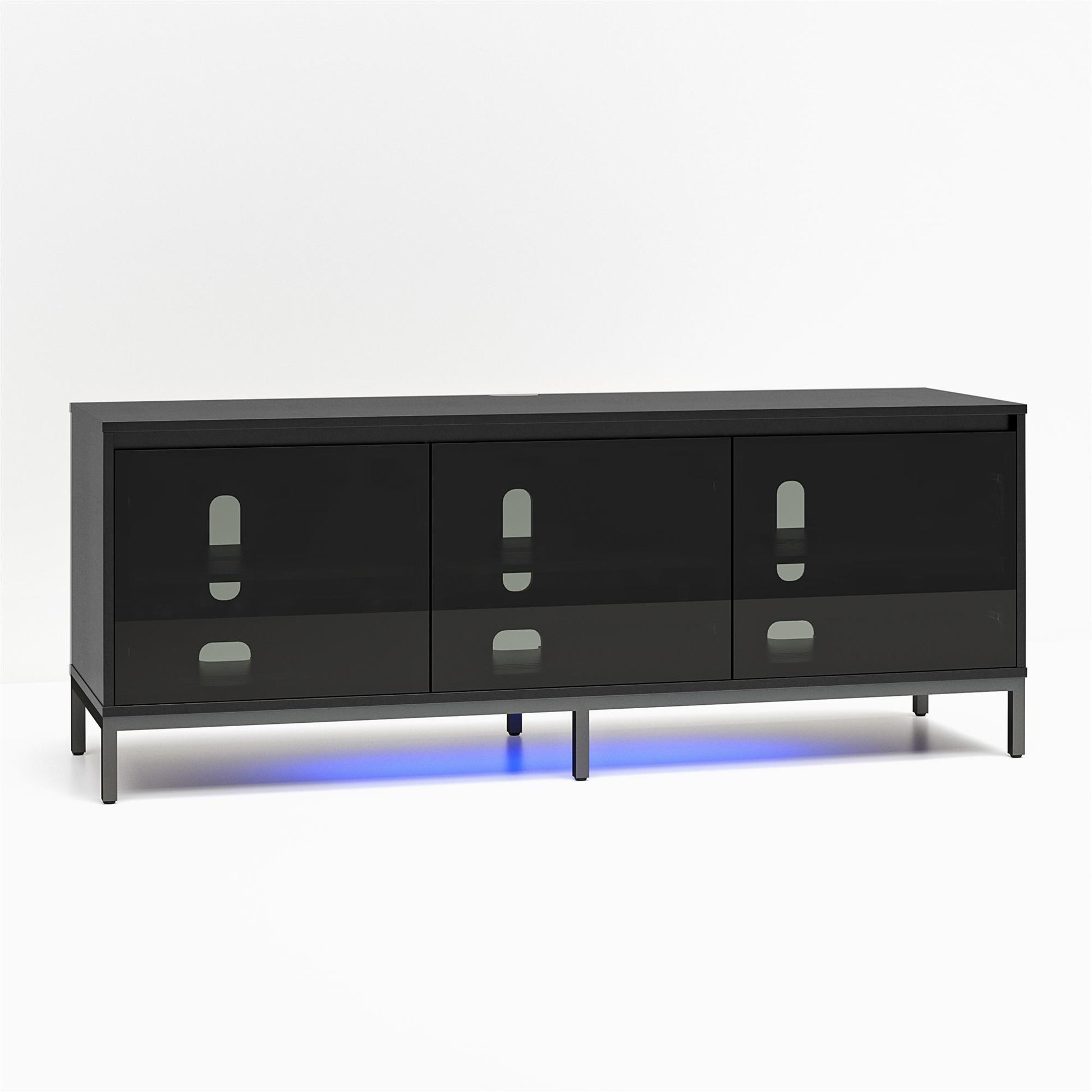 68" Media Console with Steel Post Base for TVs up to 77', Black - Black