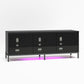68" Media Console with Steel Post Base for TVs up to 77', Black - Black