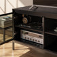 68" Media Console with Steel Post Base for TVs up to 77', Black - Black