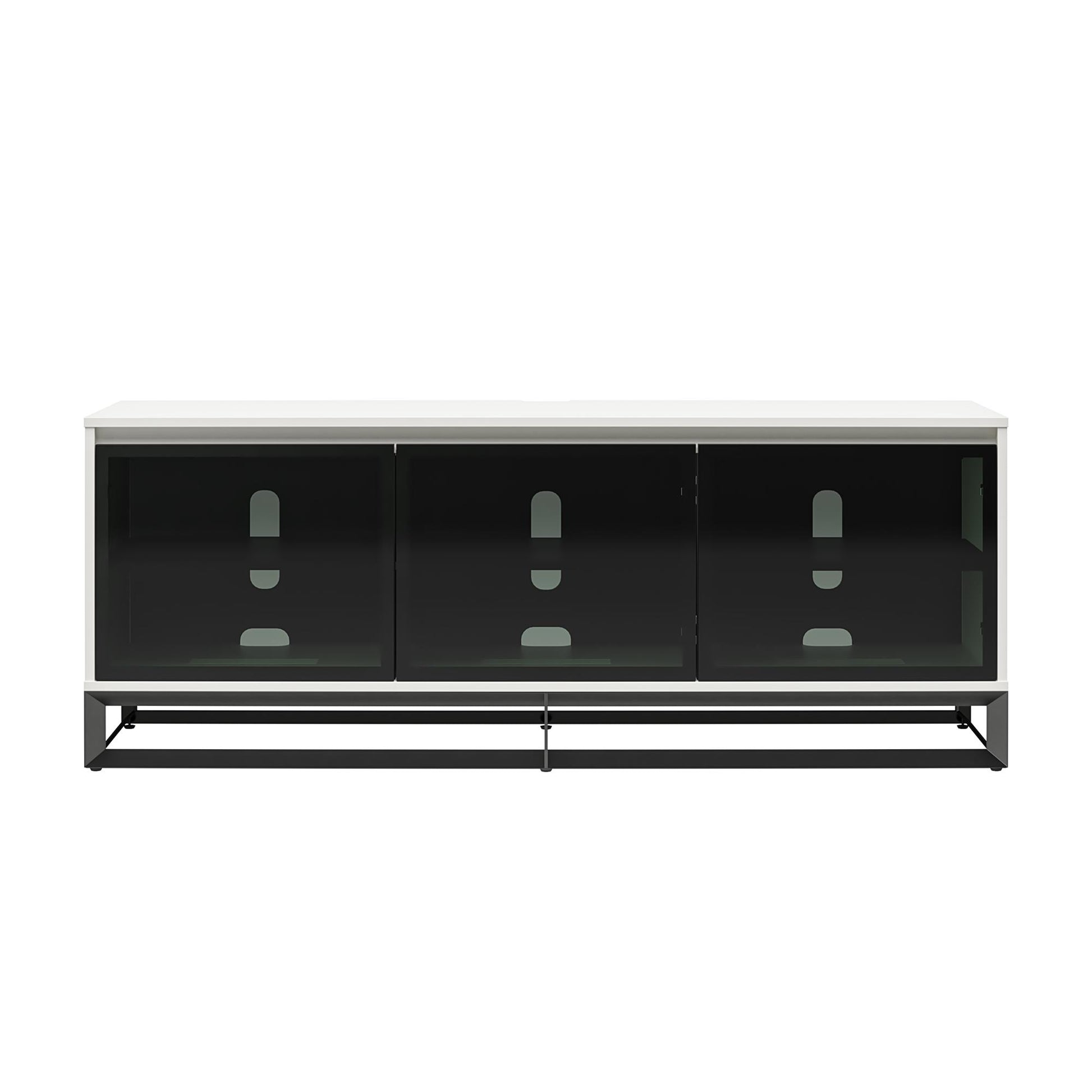 68" Media Console with Beveled Steel Base for TVs up to 77", White - White