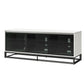 68" Media Console with Beveled Steel Base for TVs up to 77", White - White