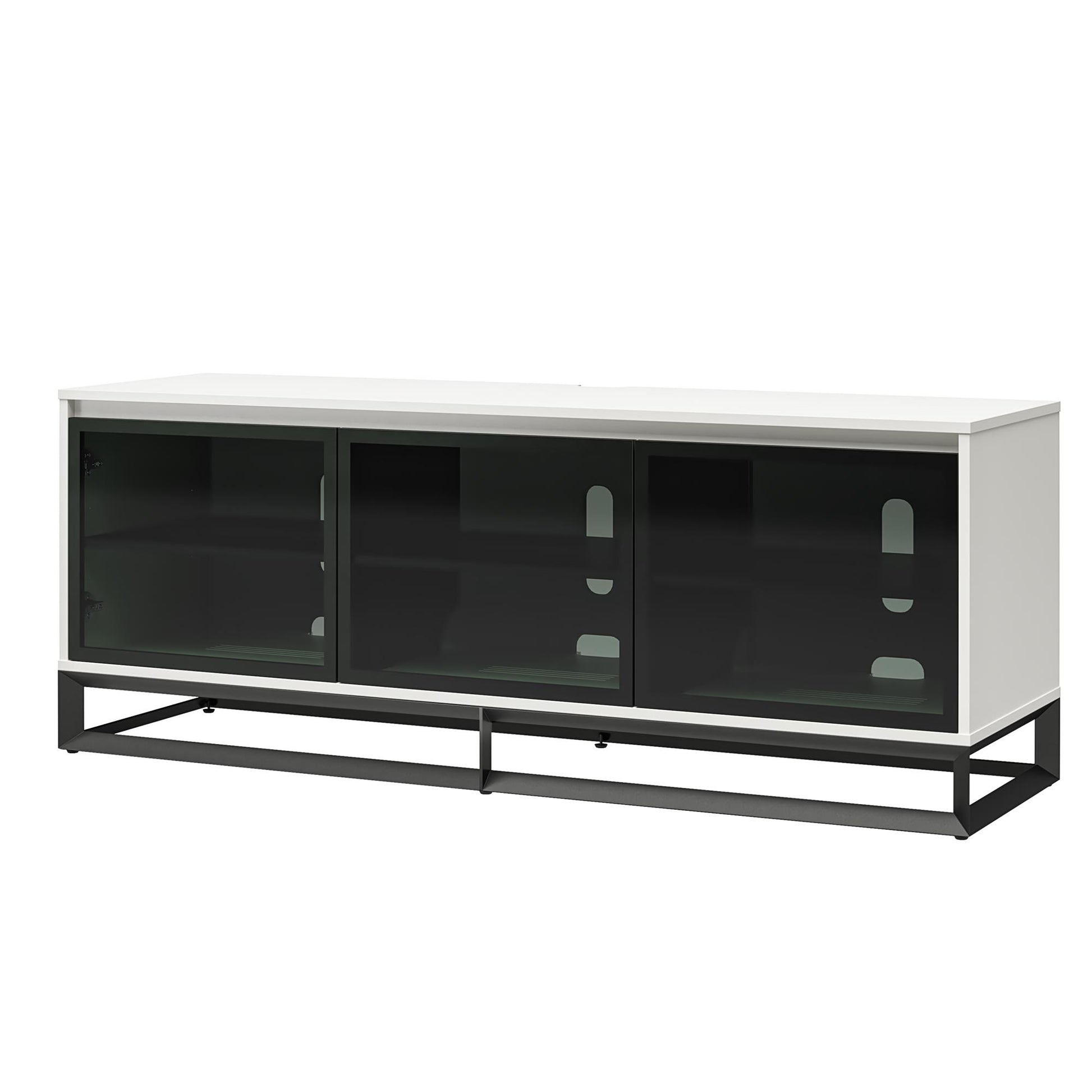 68" Media Console with Beveled Steel Base for TVs up to 77", White - White