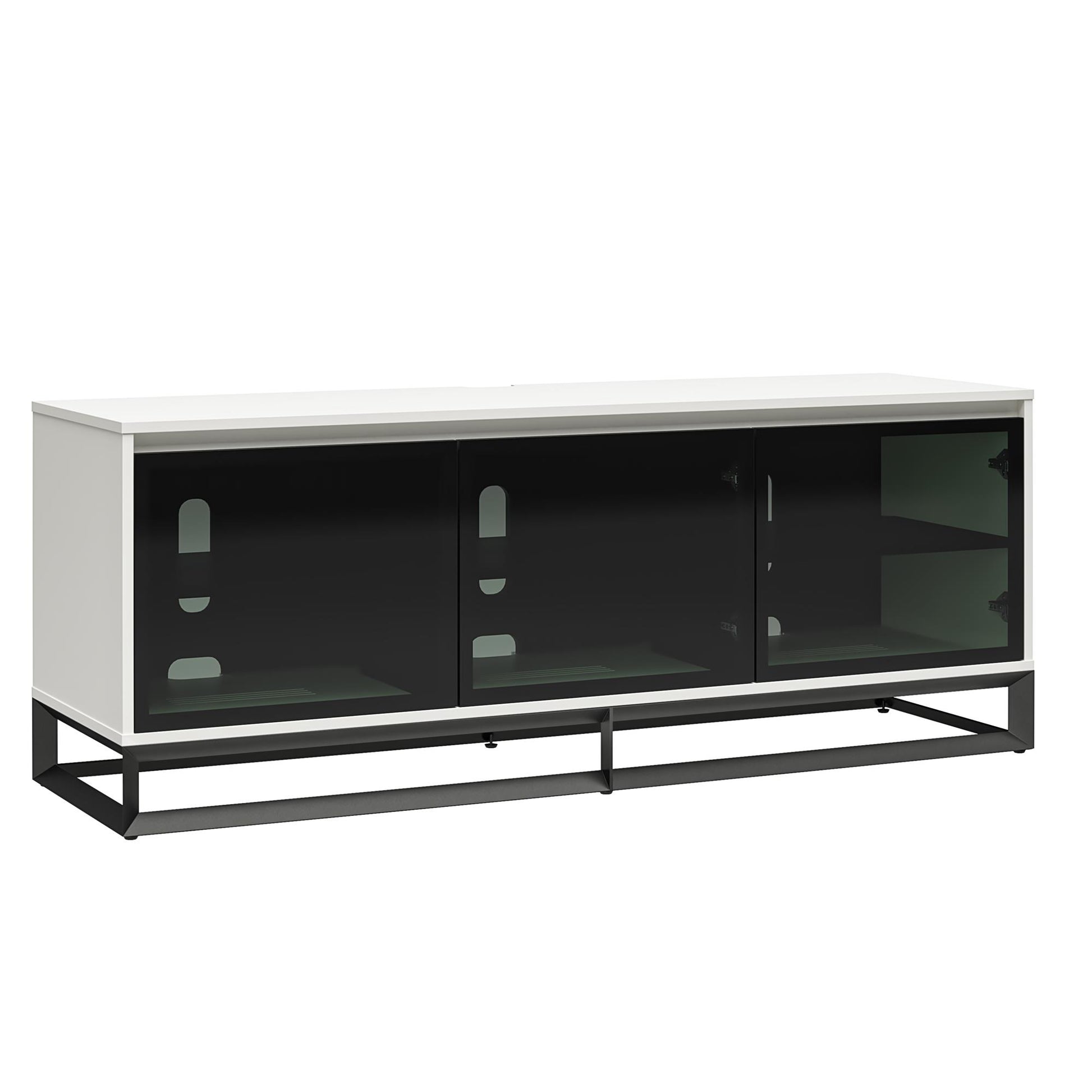 68" Media Console with Beveled Steel Base for TVs up to 77", White - White
