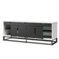 68" Media Console with Beveled Steel Base for TVs up to 77", White - White