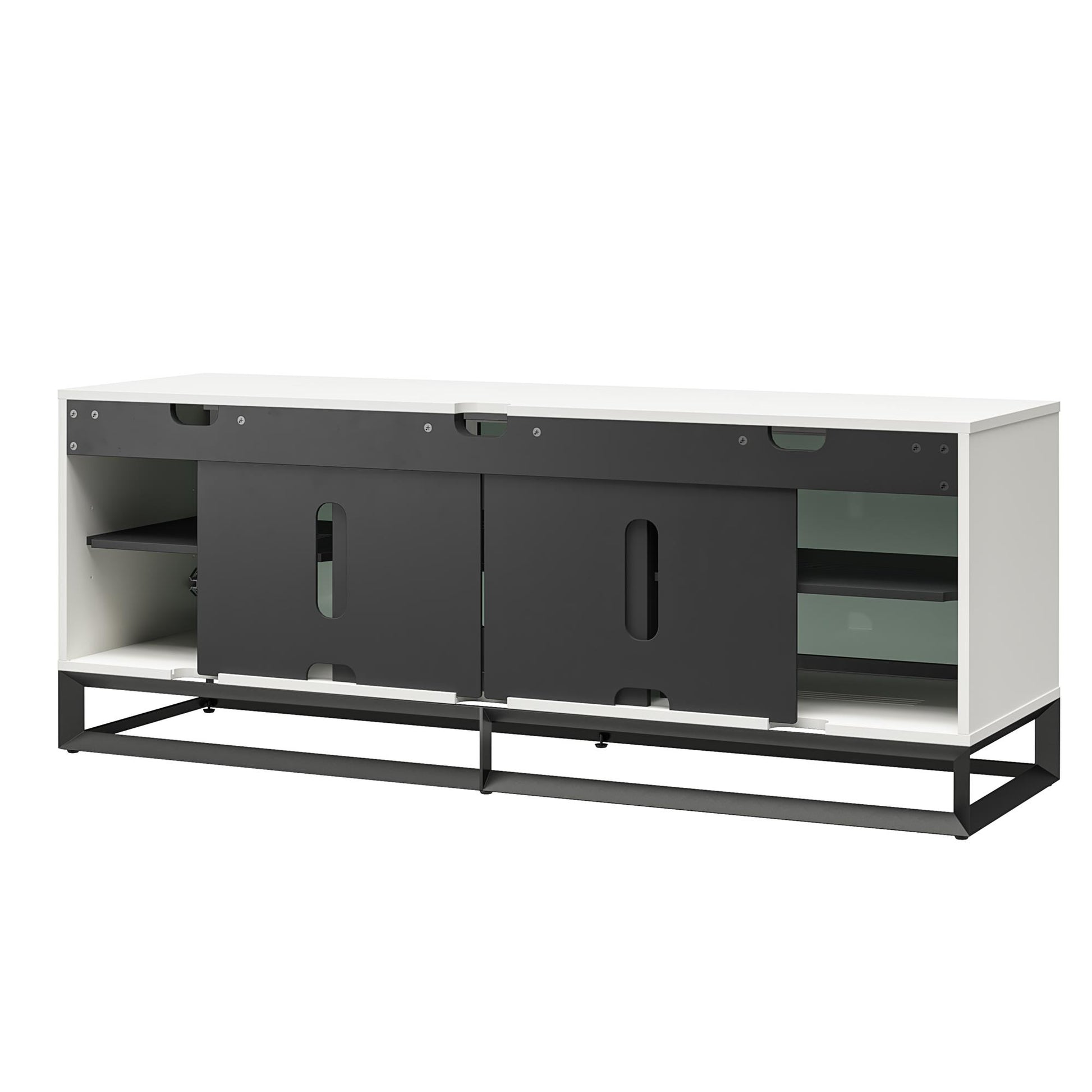 68" Media Console with Beveled Steel Base for TVs up to 77", White - White