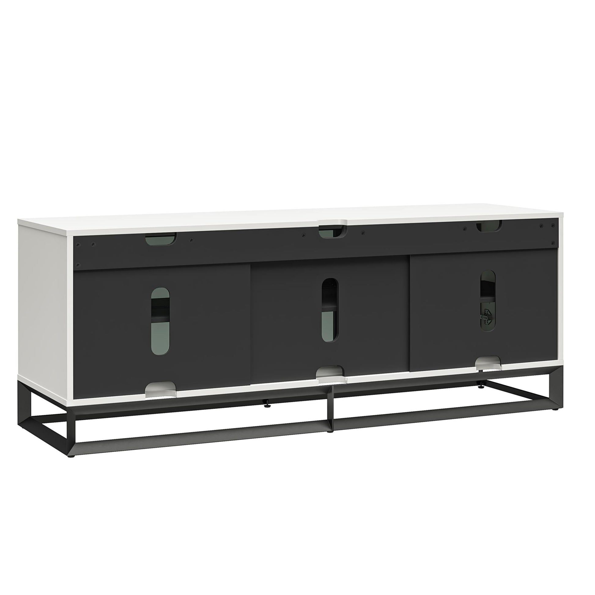 68" Media Console with Beveled Steel Base for TVs up to 77", White - White