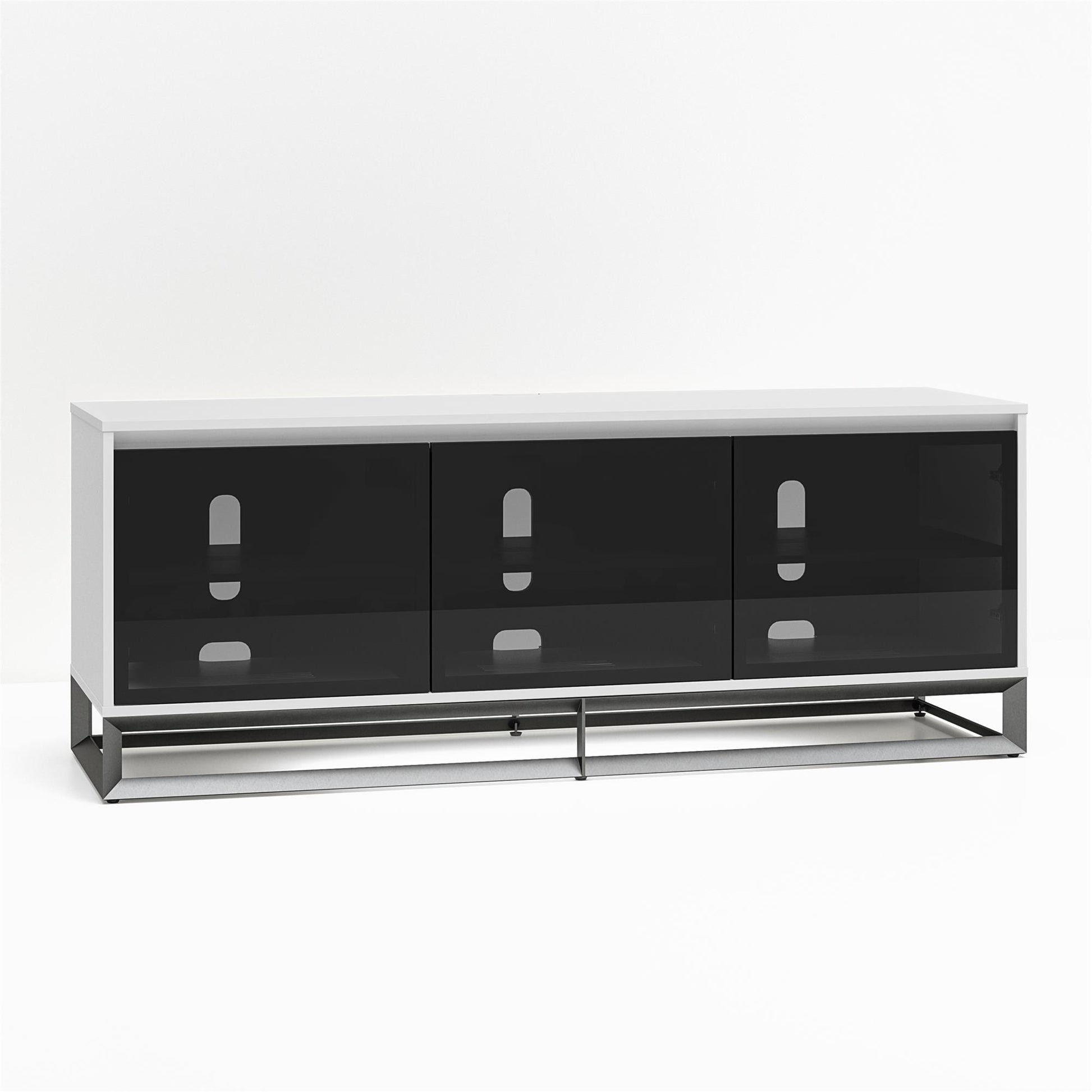 68" Media Console with Beveled Steel Base for TVs up to 77", White - White
