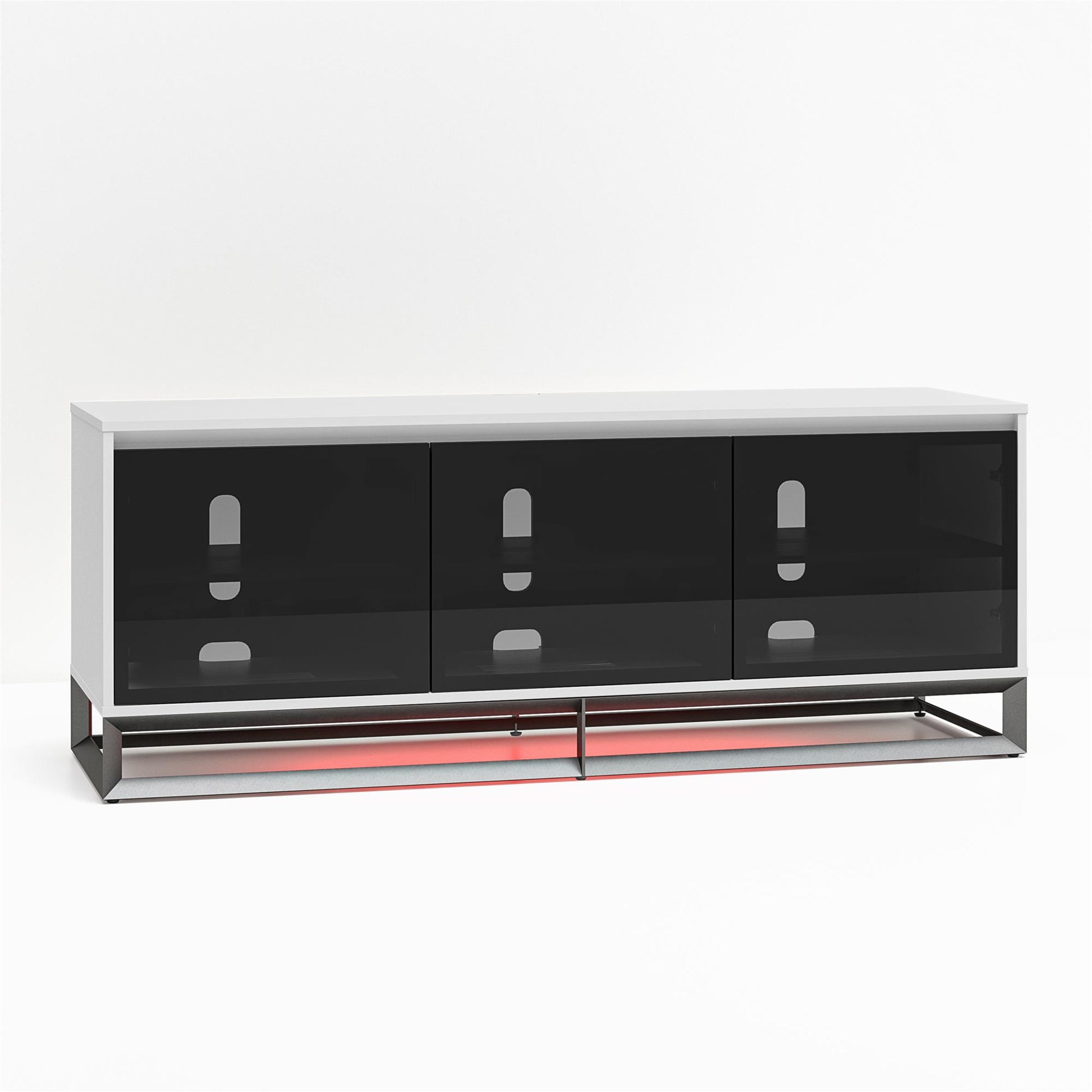 68" Media Console with Beveled Steel Base for TVs up to 77", White - White