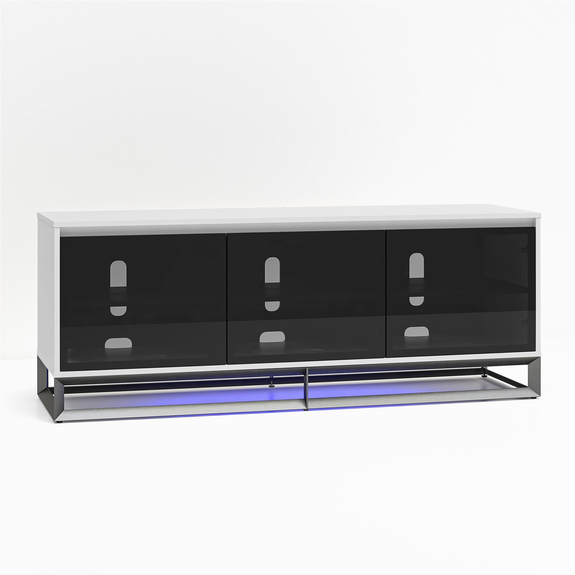 68" Media Console with Beveled Steel Base for TVs up to 77", White - White