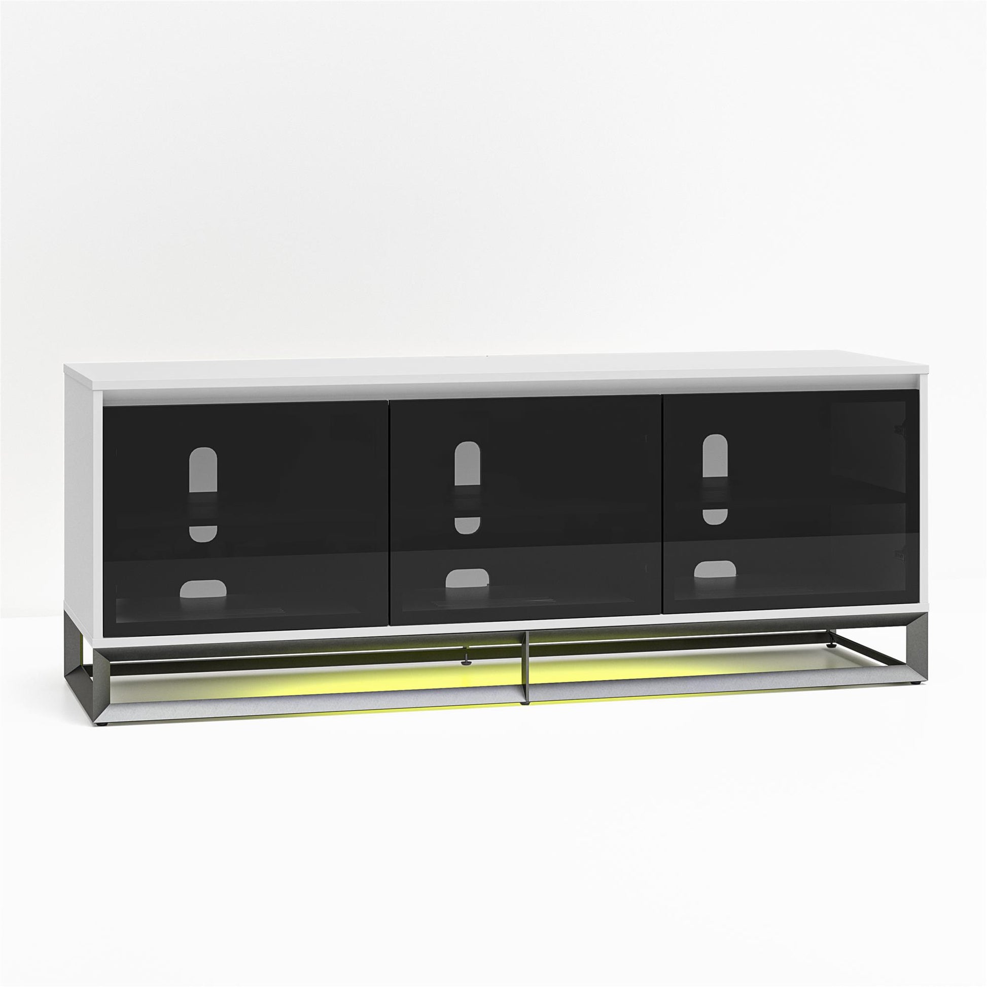 68" Media Console with Beveled Steel Base for TVs up to 77", White - White