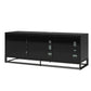 68" Media Console with Beveled Steel Base for TVs up to 77", Black - Black