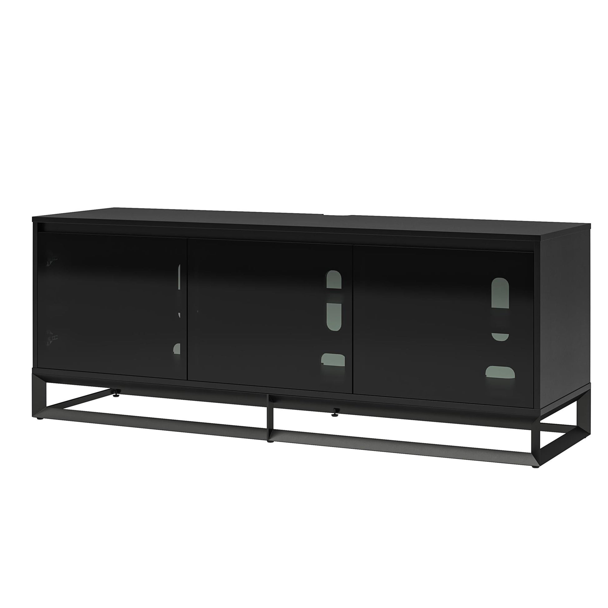 68" Media Console with Beveled Steel Base for TVs up to 77", Black - Black