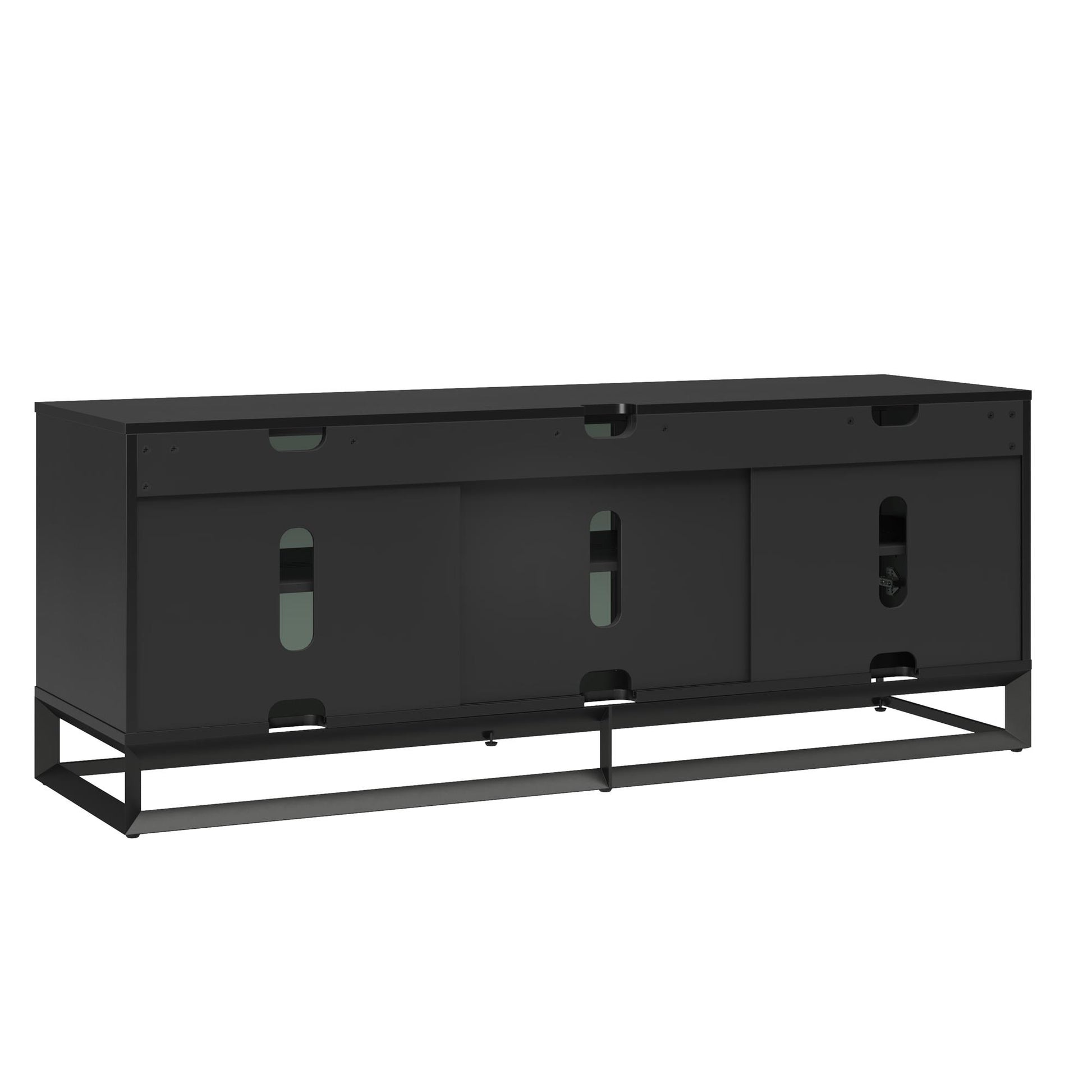 68" Media Console with Beveled Steel Base for TVs up to 77", Black - Black