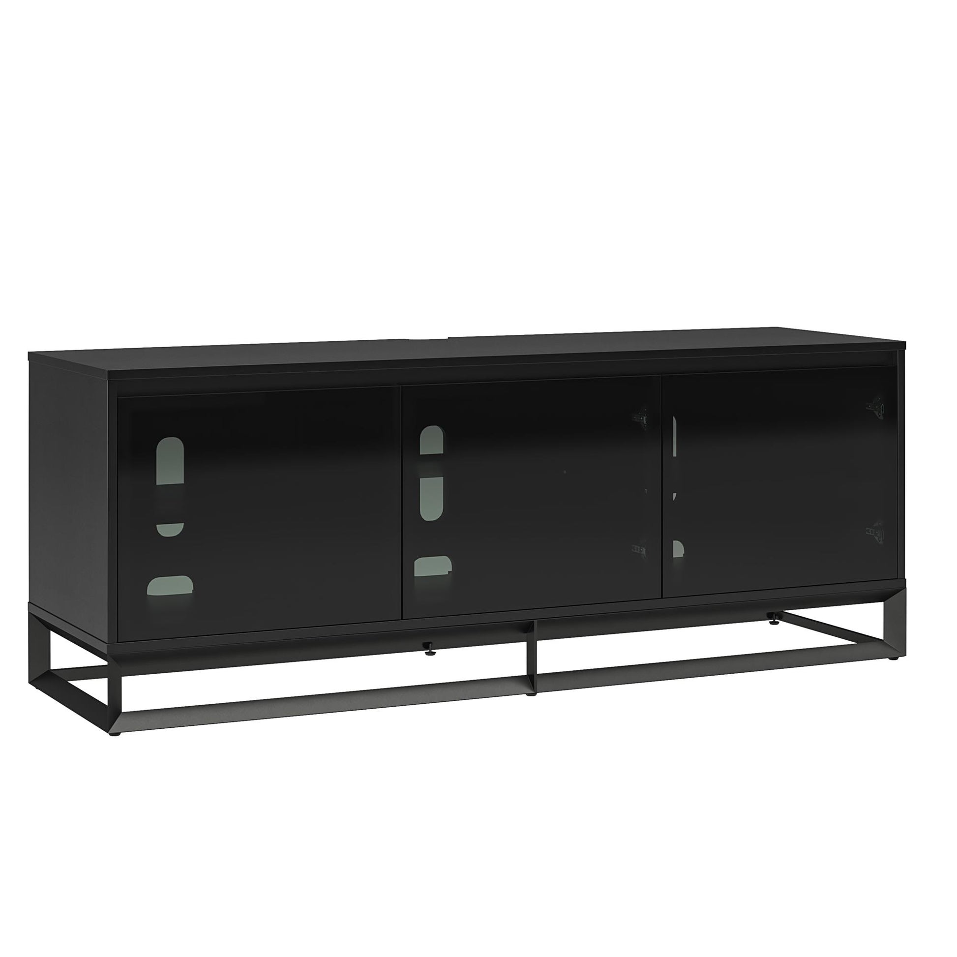 68" Media Console with Beveled Steel Base for TVs up to 77", Black - Black