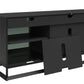 68" Media Console with Beveled Steel Base for TVs up to 77", Black - Black