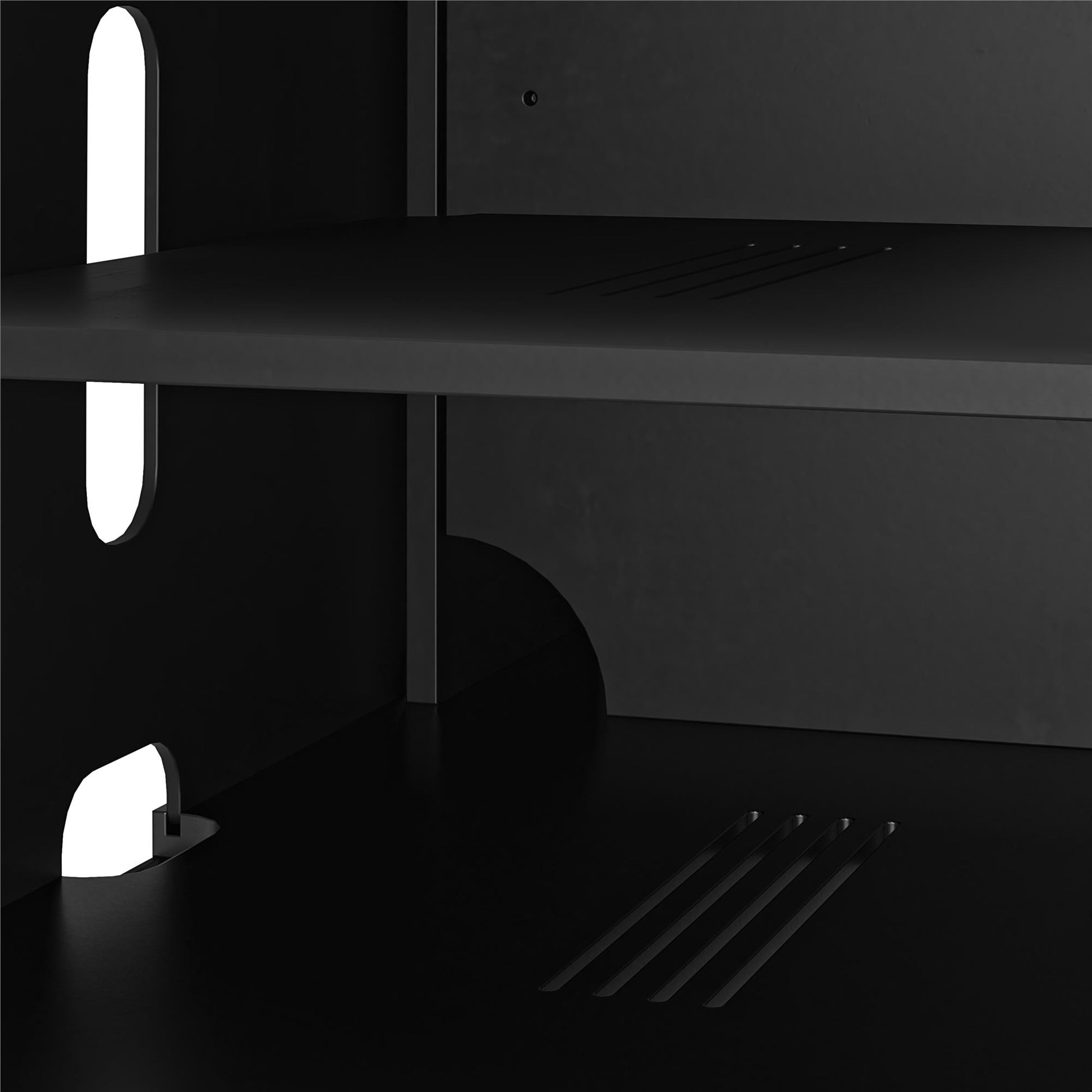 68" Media Console with Beveled Steel Base for TVs up to 77", Black - Black