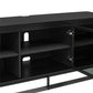 68" Media Console with Beveled Steel Base for TVs up to 77", Black - Black