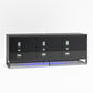 68" Media Console with Beveled Steel Base for TVs up to 77", Black - Black