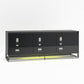 68" Media Console with Beveled Steel Base for TVs up to 77", Black - Black