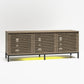 68" Media Console with Steel Post Base for TVs up to 77", Sterling Oak Wood Veneer - Sterling Oak Veneer