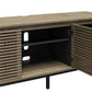 68" Media Console with Steel Post Base for TVs up to 77", Sterling Oak Wood Veneer - Sterling Oak Veneer