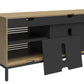 68" Media Console with Steel Post Base for TVs up to 77", Sterling Oak Wood Veneer - Sterling Oak Veneer