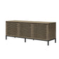 68" Media Console with Steel Post Base for TVs up to 77", Sterling Oak Wood Veneer - Sterling Oak Veneer
