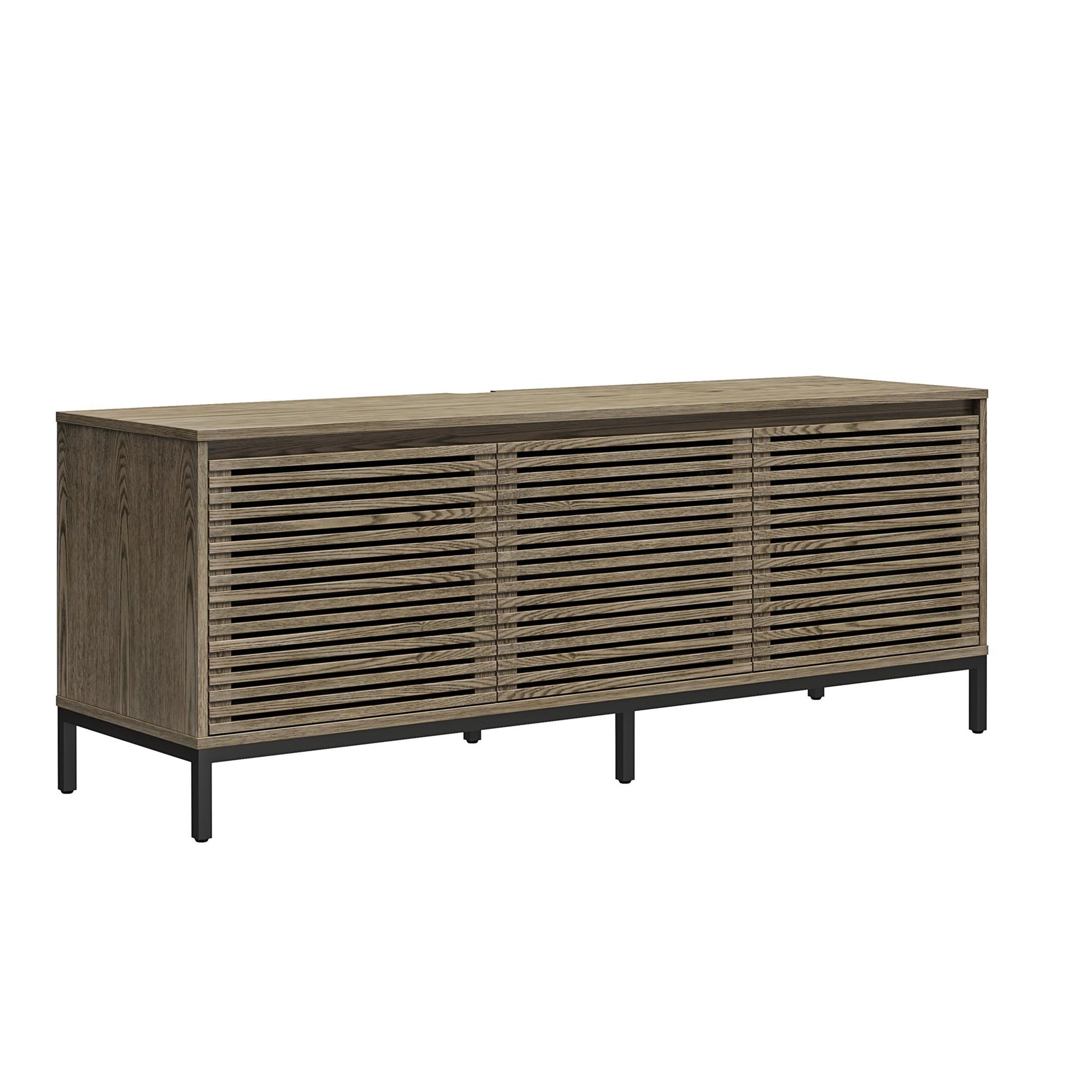 68" Media Console with Steel Post Base for TVs up to 77", Sterling Oak Wood Veneer - Sterling Oak Veneer