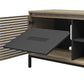 68" Media Console with Steel Post Base for TVs up to 77", Sterling Oak Wood Veneer - Sterling Oak Veneer