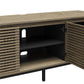68" Media Console with Steel Post Base for TVs up to 77", Sterling Oak Wood Veneer - Sterling Oak Veneer