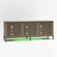 68" Media Console with Steel Post Base for TVs up to 77", Sterling Oak Wood Veneer - Sterling Oak Veneer