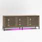 68" Media Console with Steel Post Base for TVs up to 77", Sterling Oak Wood Veneer - Sterling Oak Veneer