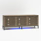 68" Media Console with Steel Post Base for TVs up to 77", Sterling Oak Wood Veneer - Sterling Oak Veneer