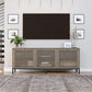68" Media Console with Steel Post Base for TVs up to 77", Sterling Oak Wood Veneer - Sterling Oak Veneer