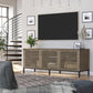 68" Media Console with Steel Post Base for TVs up to 77", Sterling Oak Wood Veneer - Sterling Oak Veneer
