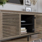 68" Media Console with Steel Post Base for TVs up to 77", Sterling Oak Wood Veneer - Sterling Oak Veneer