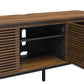 68" Media Console with Steel Post Base for TVs up to 77", Walnut Wood Veneer - Columbia Walnut Veneer